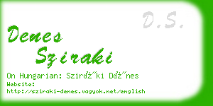 denes sziraki business card